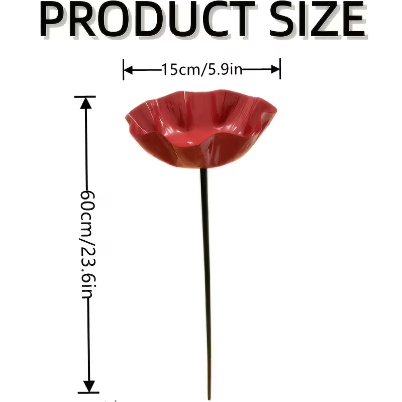 23.6-inch Colorful Wrought Iron Floral Bird Feeder - Garden Decorative Stake